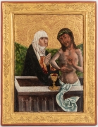 Misericordias Domini – tempera na desce, druga połowa XV w. Oryginał znajduje się w kolegiacie św. Anny w Krakowie, na wystawie zaprezentowano współczesną kopię obrazu ze zbiorów prywatnych  ks. dr. Szymona Tracza