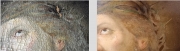 Fragment obrazu przed i po konserwacji